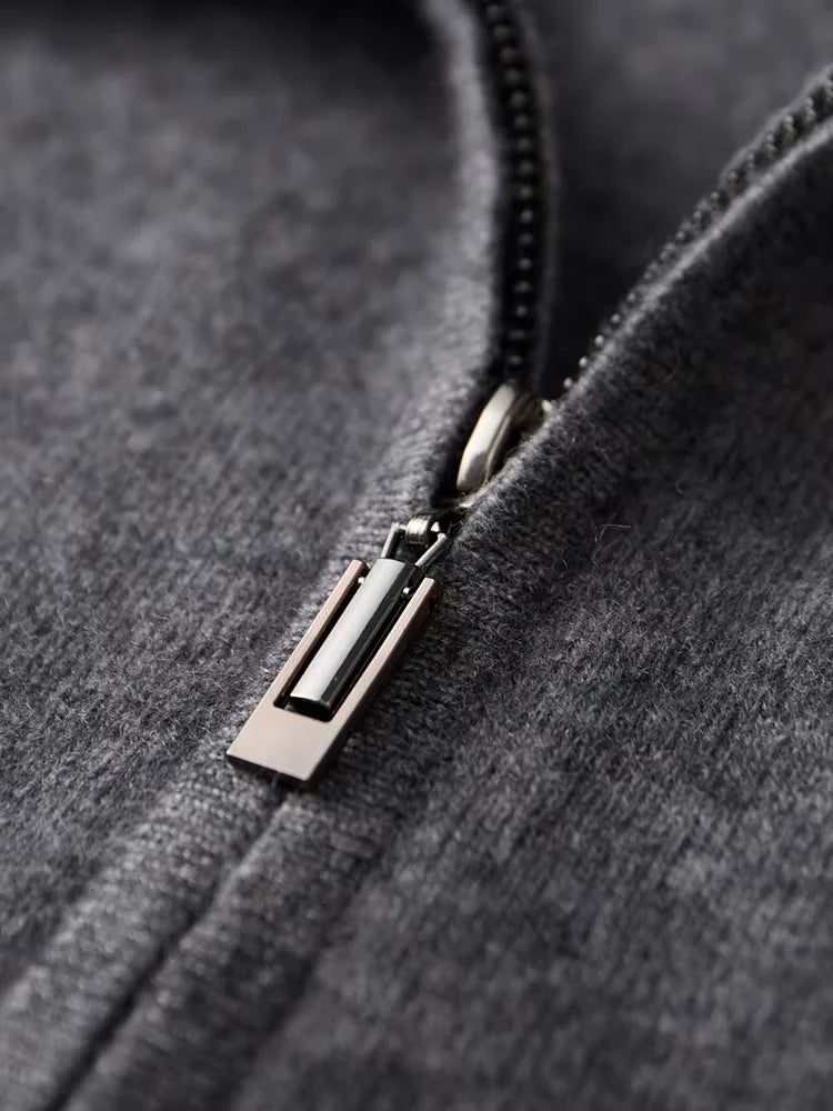 Carter - Tricolore Cashmere Zip Up Cardigan