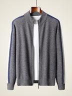 Carter - Tricolore Cashmere Zip Up Cardigan