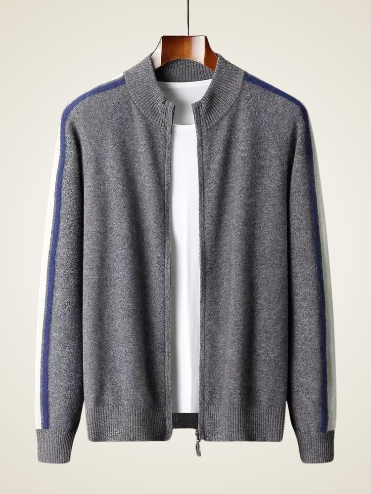 Carter - Tricolore Cashmere Zip Up Cardigan