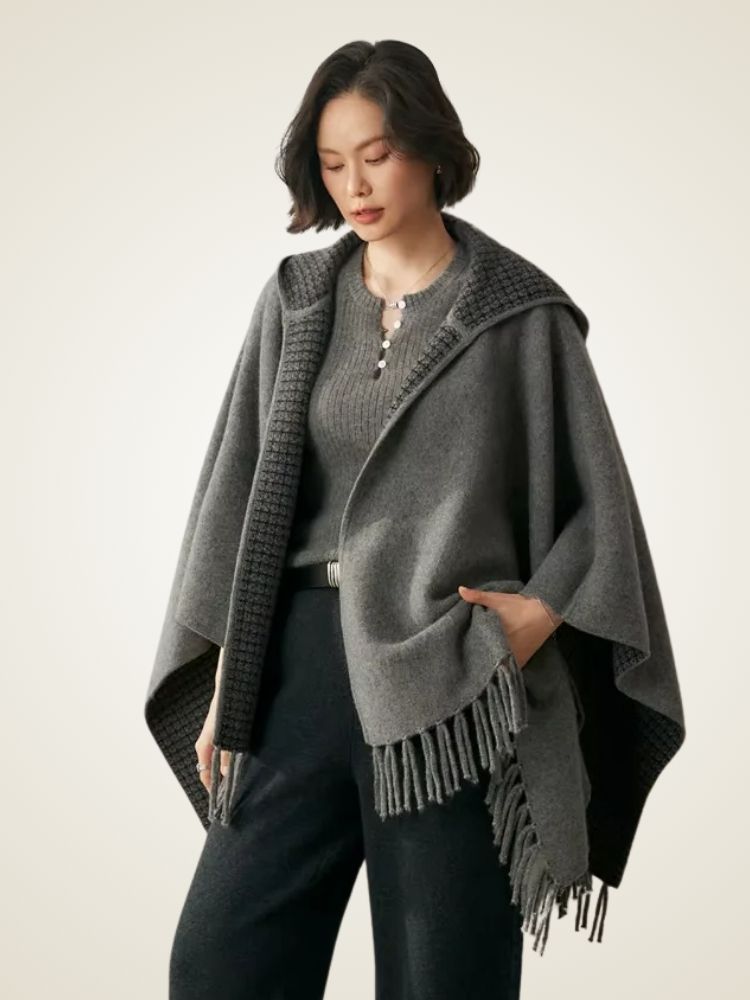 Nathalie - Reversible Hooded Cashmere Cape