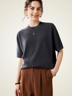 Jisele - Short-Sleeve Cashmere Top