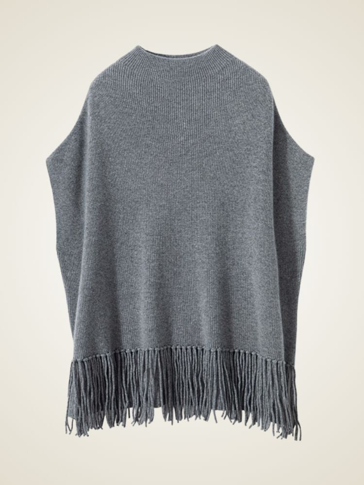 Lianne - Cashmere Poncho with Fringe