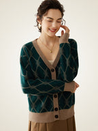 Ninette - Diamond Knit Pattern Cashmere Cardigan