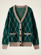 Ninette - Diamond Knit Pattern Cashmere Cardigan