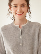 Zephara - Classic Cashmere Henley Sweater