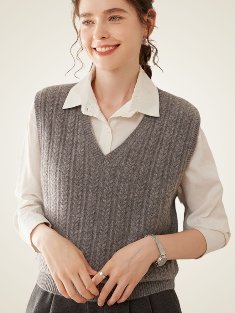 Magali - Cable-Knit Cashmere Vest