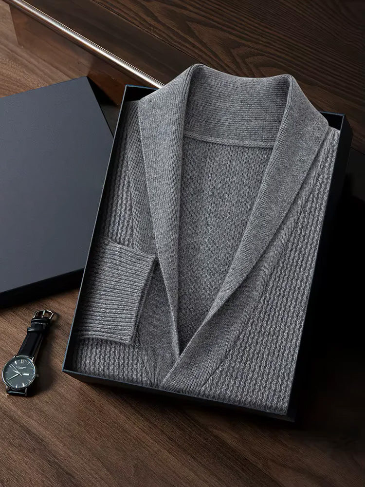 Andy - Textured Shawl Collar Cashmere Cardigan