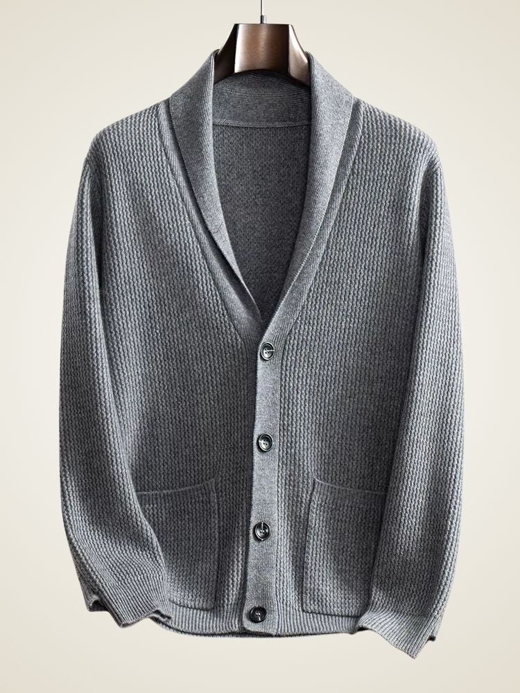 Andy - Textured Shawl Collar Cashmere Cardigan