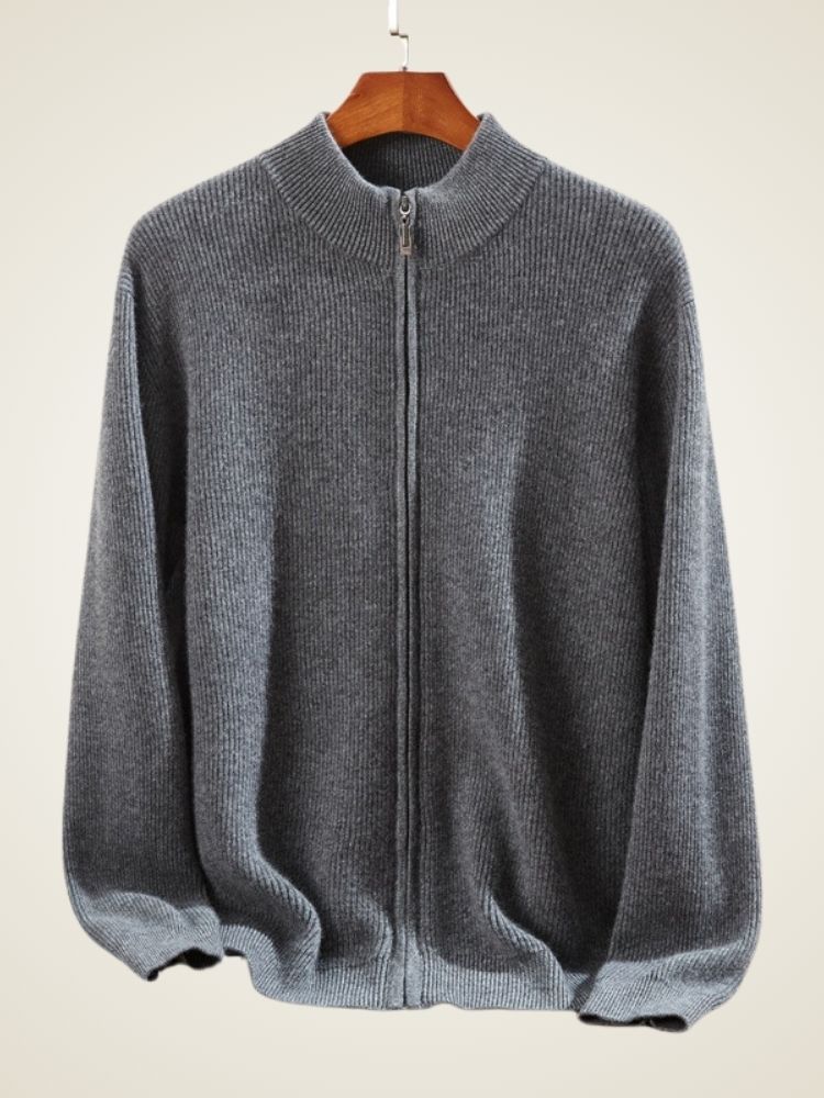 Preston - Ribbed Cashmere Zip-Up Cardigan