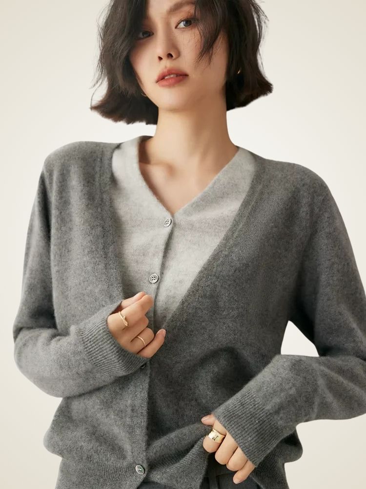 Riley - Two-Tone Cashmere Cardigan