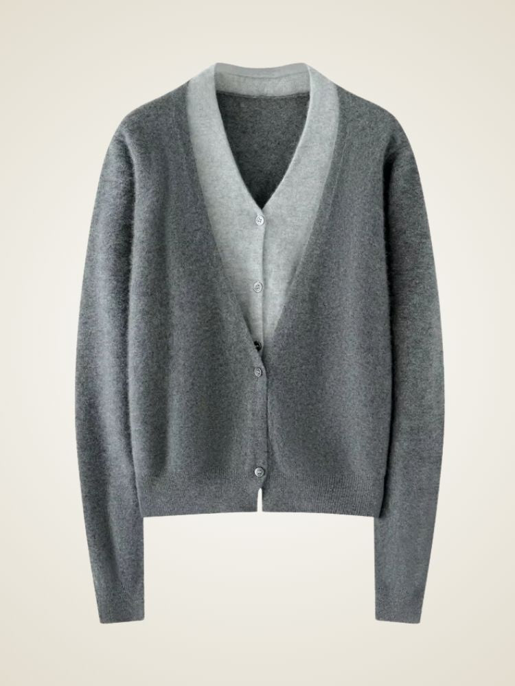 Riley - Two-Tone Cashmere Cardigan