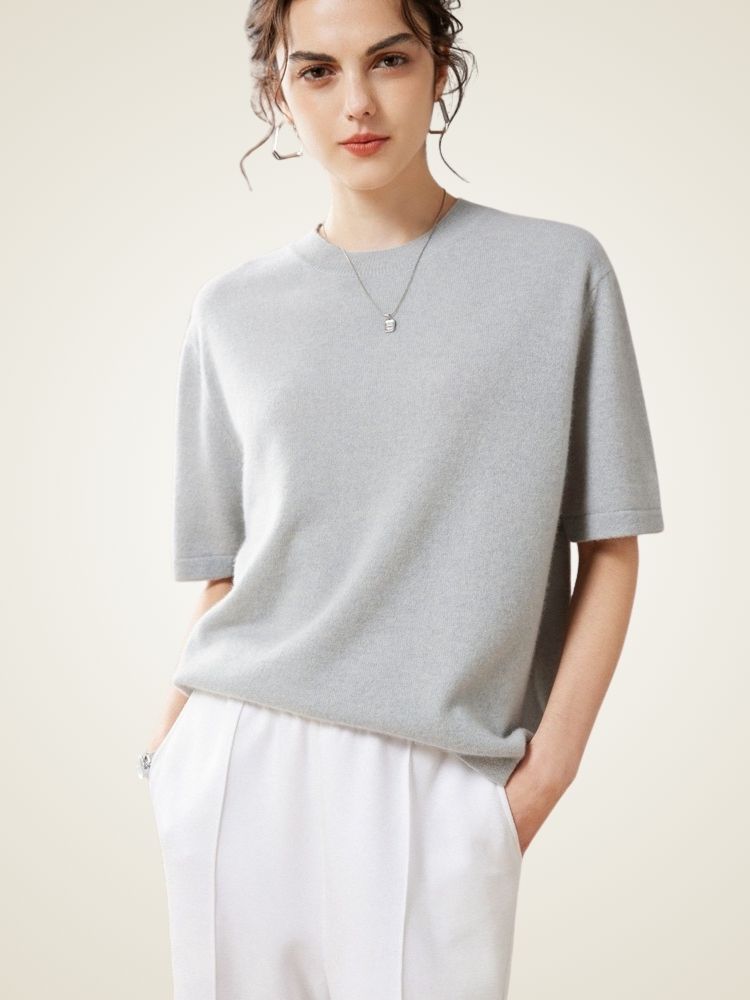 Jisele - Short-Sleeve Cashmere Top