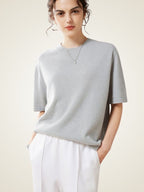 Jisele - Short-Sleeve Cashmere Top