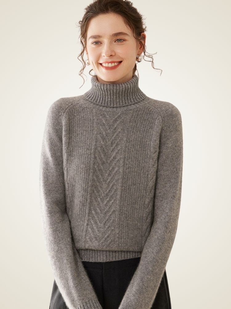 Lucinda - Textured Cashmere Turtleneck