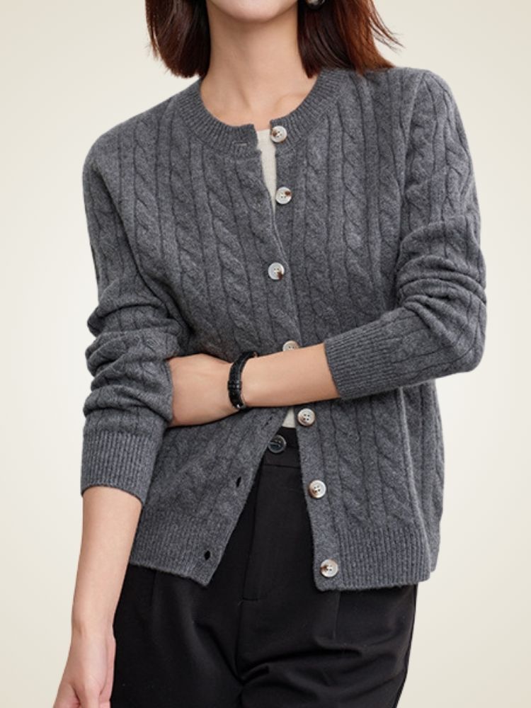 Faith - Cable Knit Cashmere Cardigan