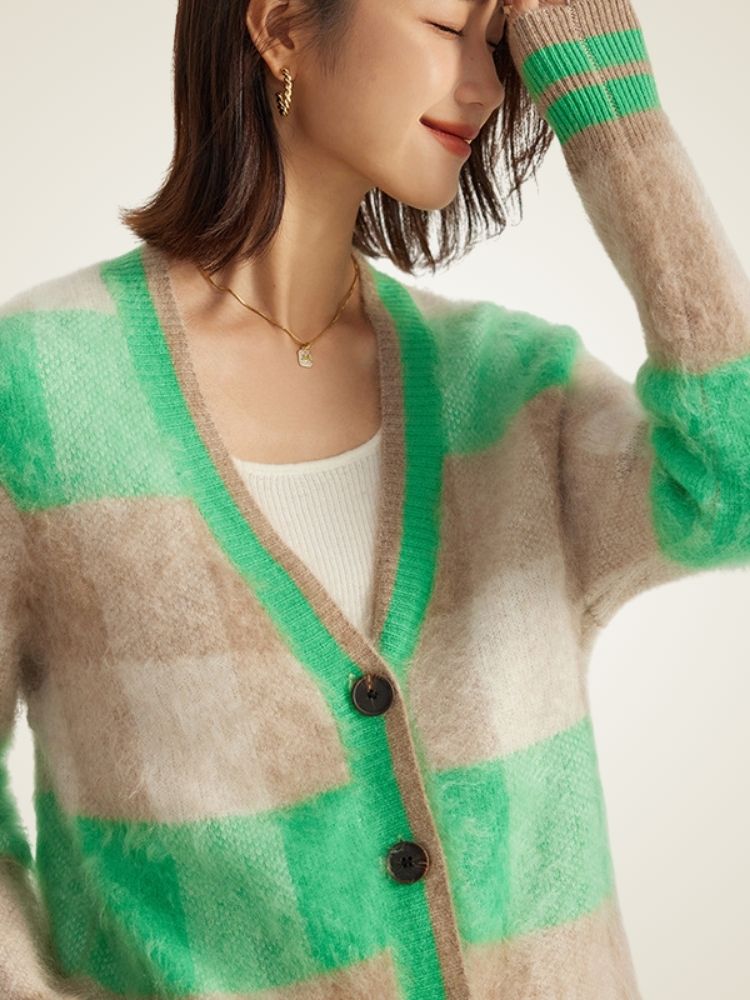 Nereza - Plaid Cashmere Cardigan