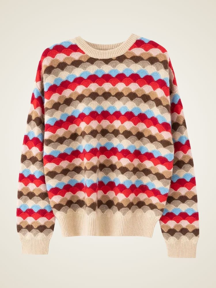 Harmony - Colorful Wave Pattern Cashmere Sweater