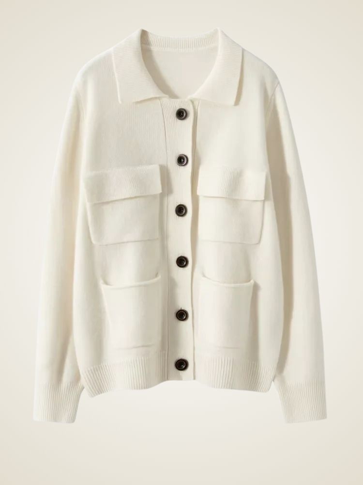 Gabriella - Turn Down Collar Cashmere Cardigan