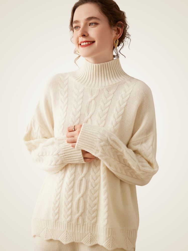Odessa - Cable-Knit Cashmere Turtleneck