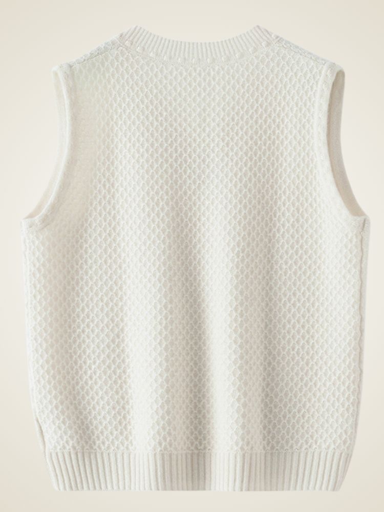 Iona - Textured Cashmere V-Neck Vest