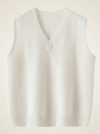 Iona - Textured Cashmere V-Neck Vest