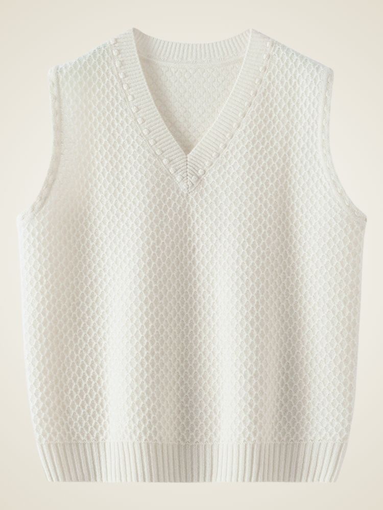 Iona - Textured Cashmere V-Neck Vest