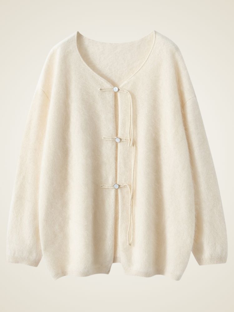 Severina - Tie-Front Fuzzy Knit Cardigan