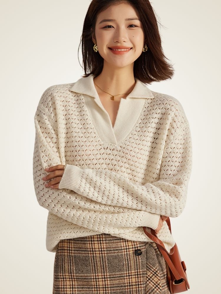 Alisande - Open-Knit Cashmere Sweater