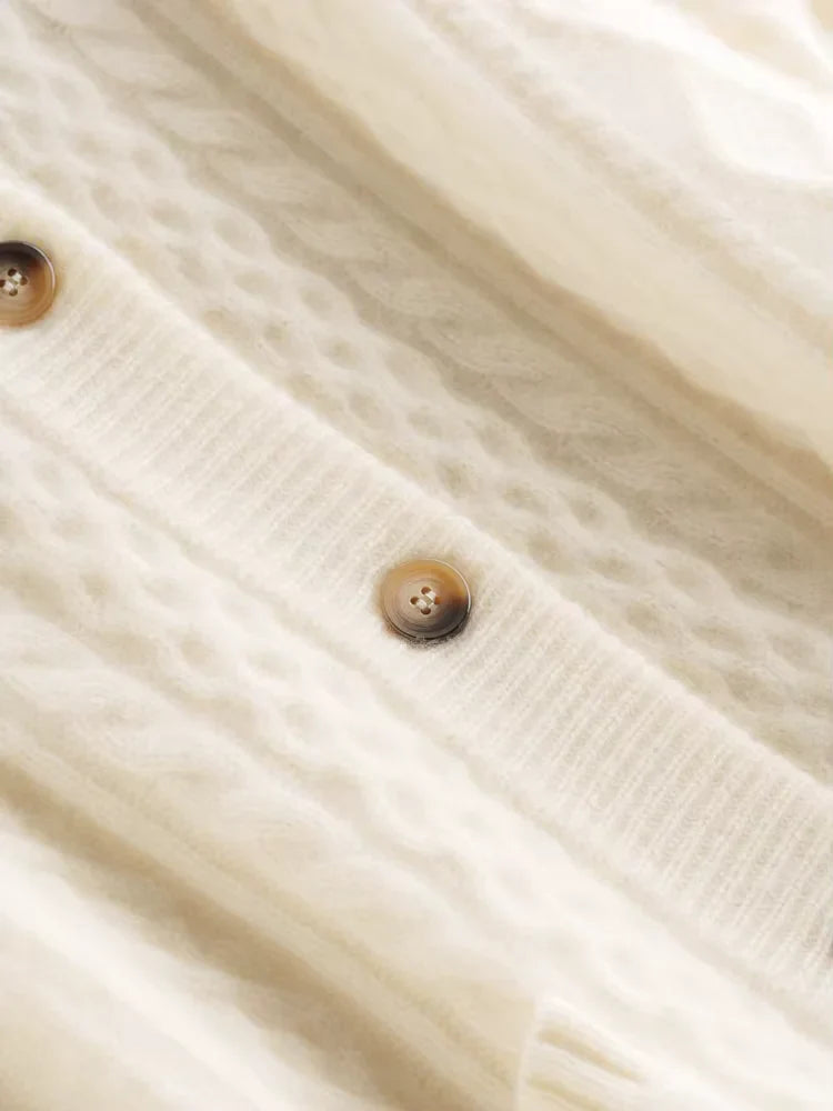 Paige - Collared Cable Knit Cashmere Cardigan