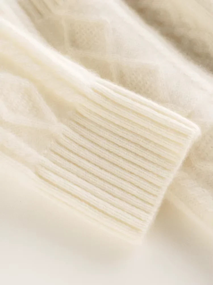 Paige - Collared Cable Knit Cashmere Cardigan