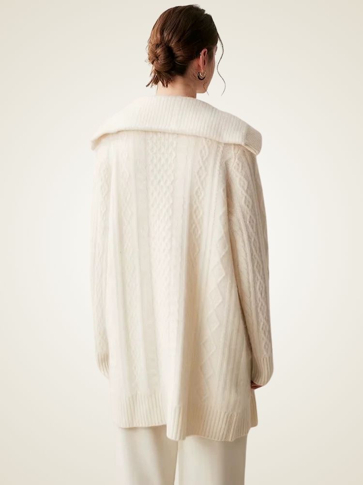 Paige - Collared Cable Knit Cashmere Cardigan
