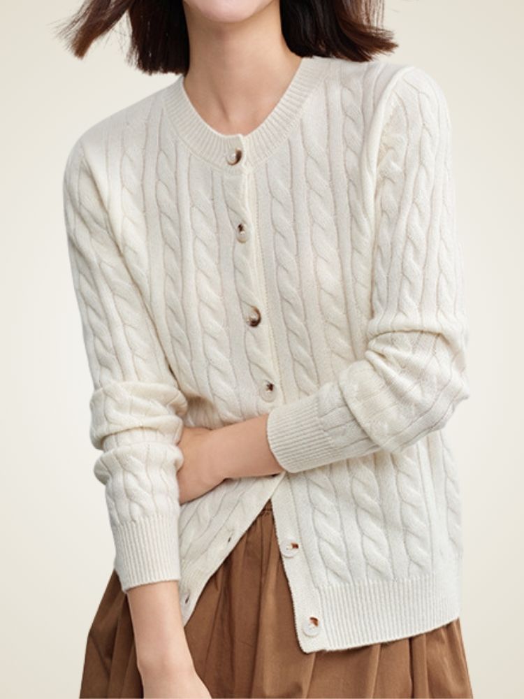 Faith - Cable Knit Cashmere Cardigan
