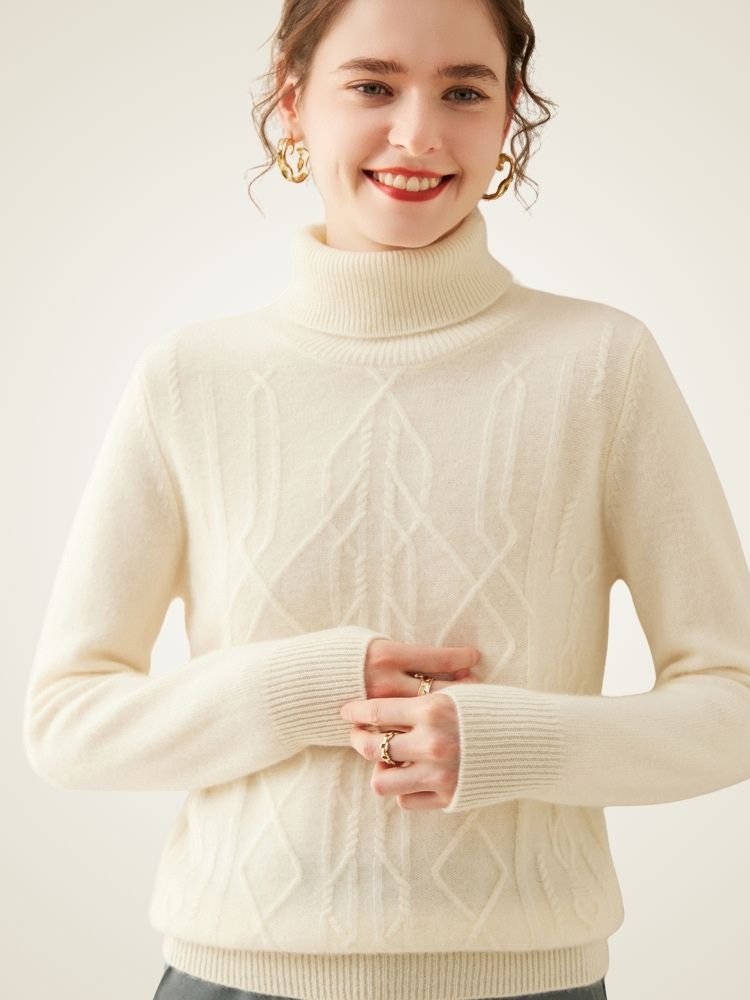 Oriana - Cable-Knit Cashmere Turtleneck