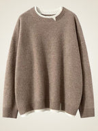 Olivia - Double Collar Crewneck Cashmere Sweater