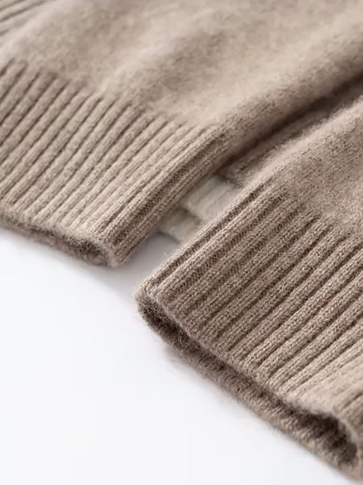 Olivia - Double Collar Crewneck Cashmere Sweater