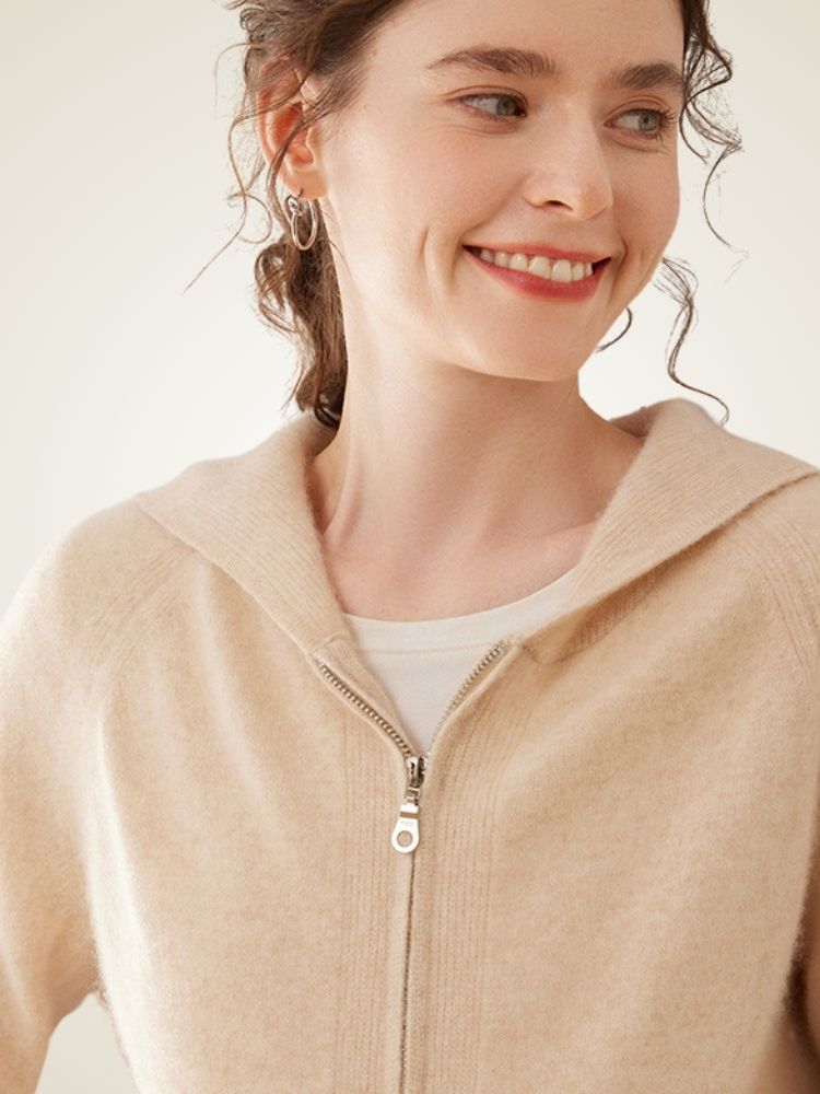 Lorynna - Zip-Up Cashmere Hoodie