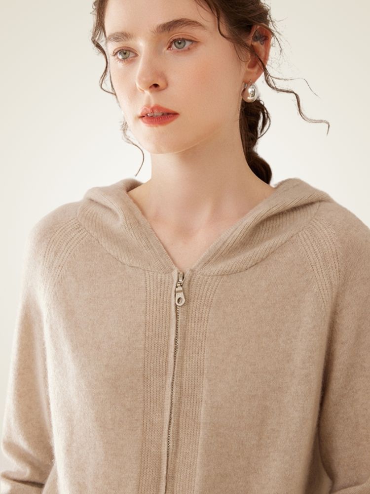 Lorynna - Zip-Up Cashmere Hoodie