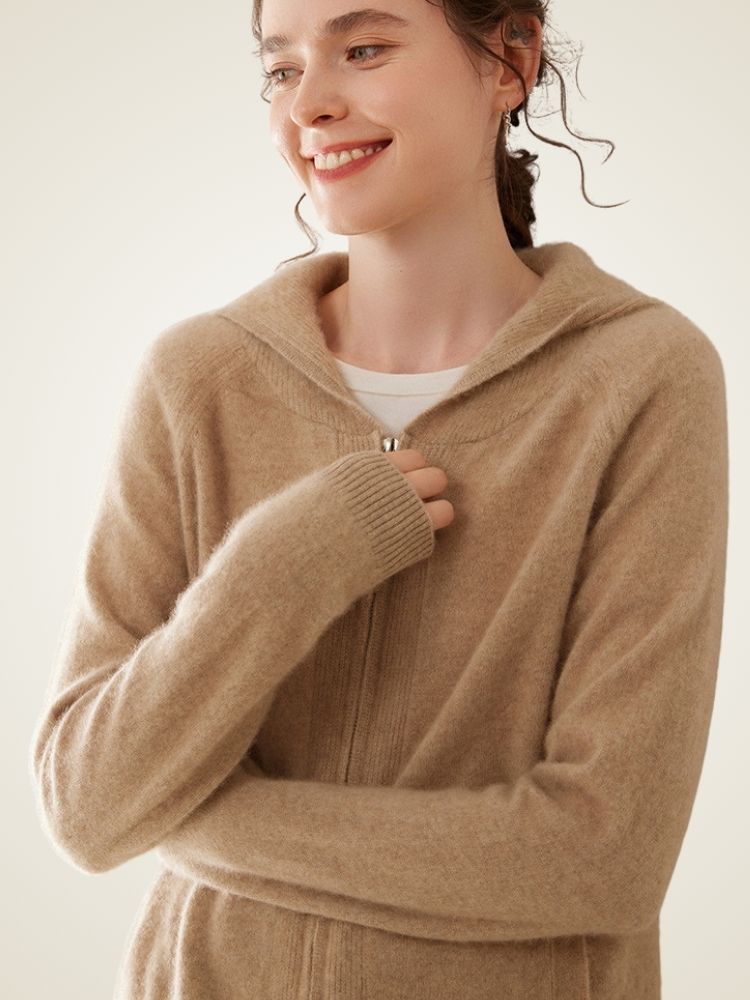 Lorynna - Zip-Up Cashmere Hoodie