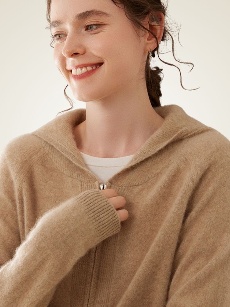 Lorynna - Zip-Up Cashmere Hoodie