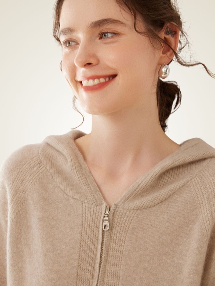 Lorynna - Zip-Up Cashmere Hoodie