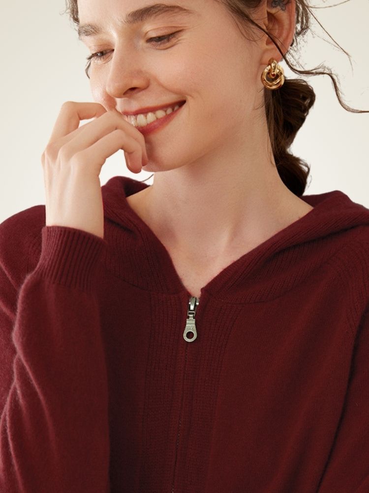 Lorynna - Zip-Up Cashmere Hoodie