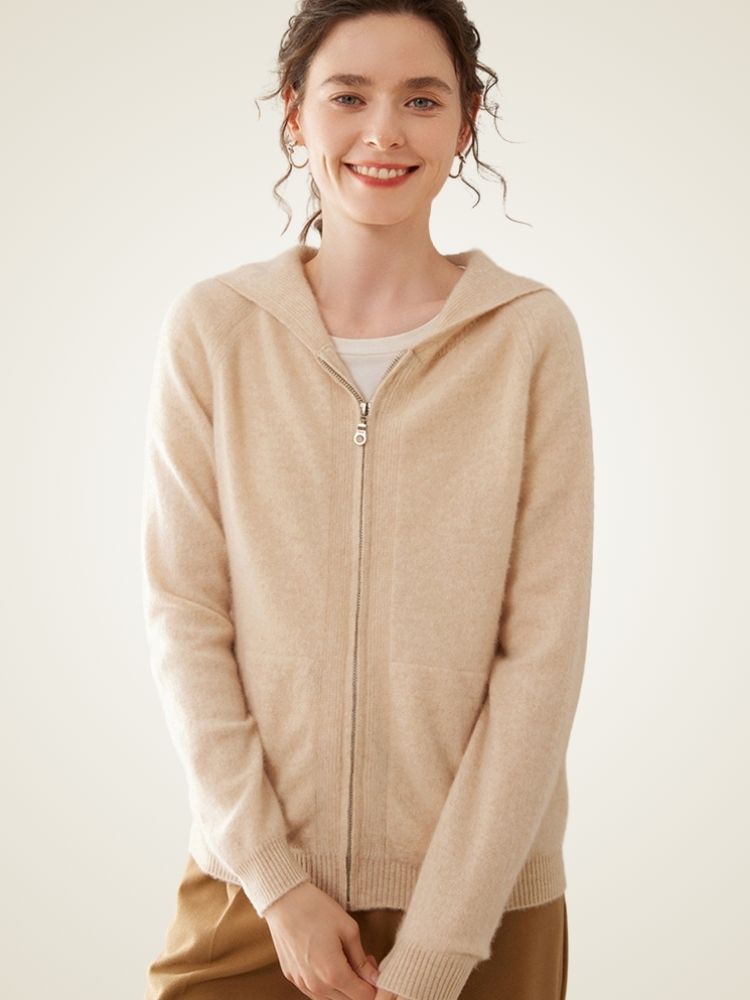 Lorynna - Zip-Up Cashmere Hoodie