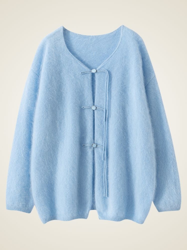 Severina - Tie-Front Fuzzy Knit Cardigan