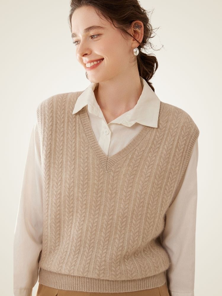Magali - Cable-Knit Cashmere Vest