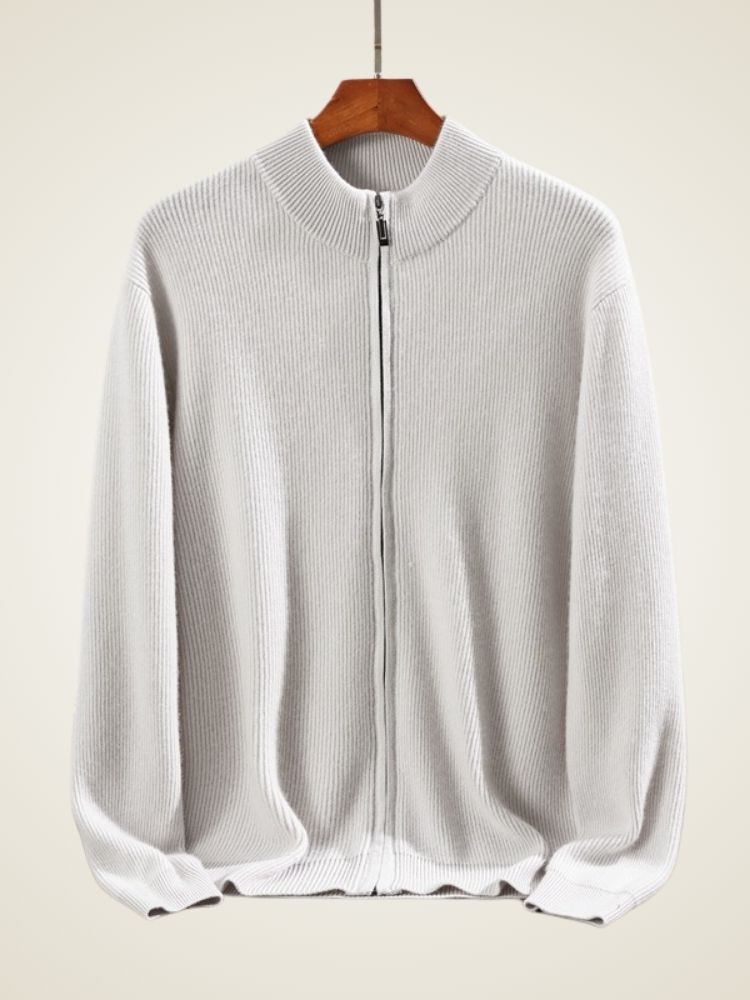 Preston - Ribbed Cashmere Zip-Up Cardigan