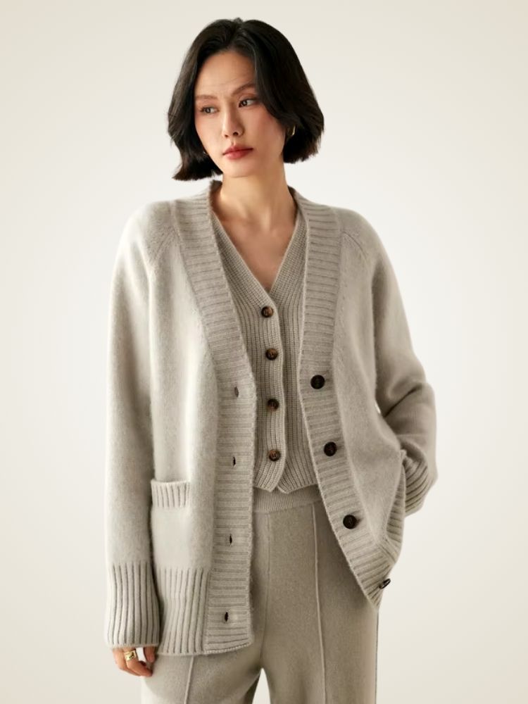 Jade - V Neck Cashmere Cardigan