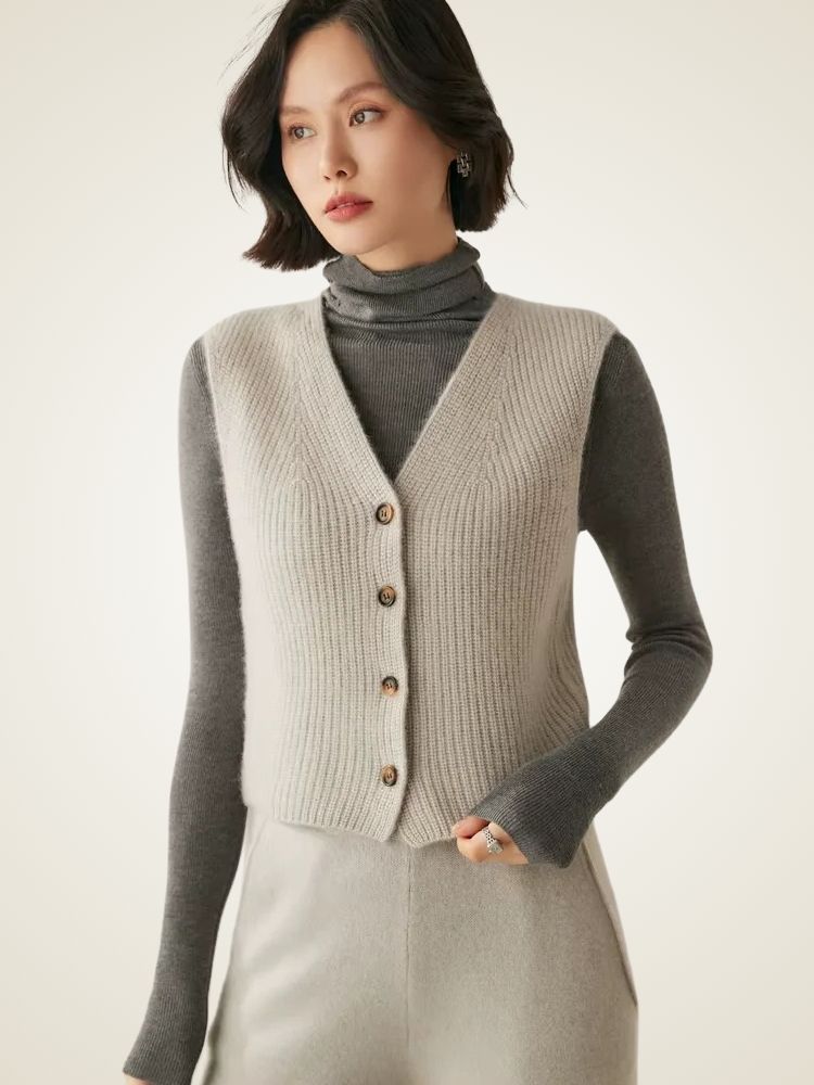 Malia - Ribbed Cashmere Vest