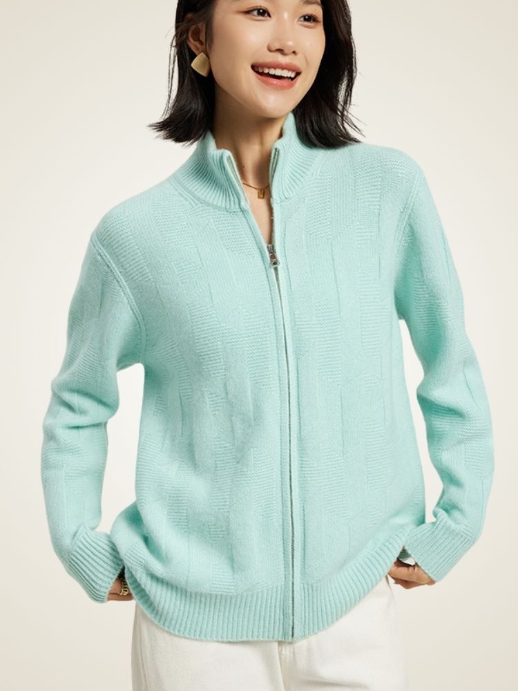 Vala - Zip-Up Cashmere Cardigan