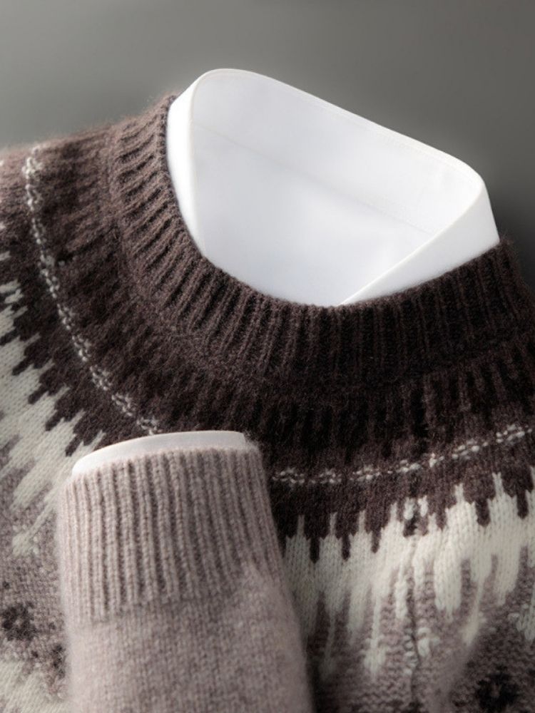 Ansel - Knitted Yoke Cashmere Sweater