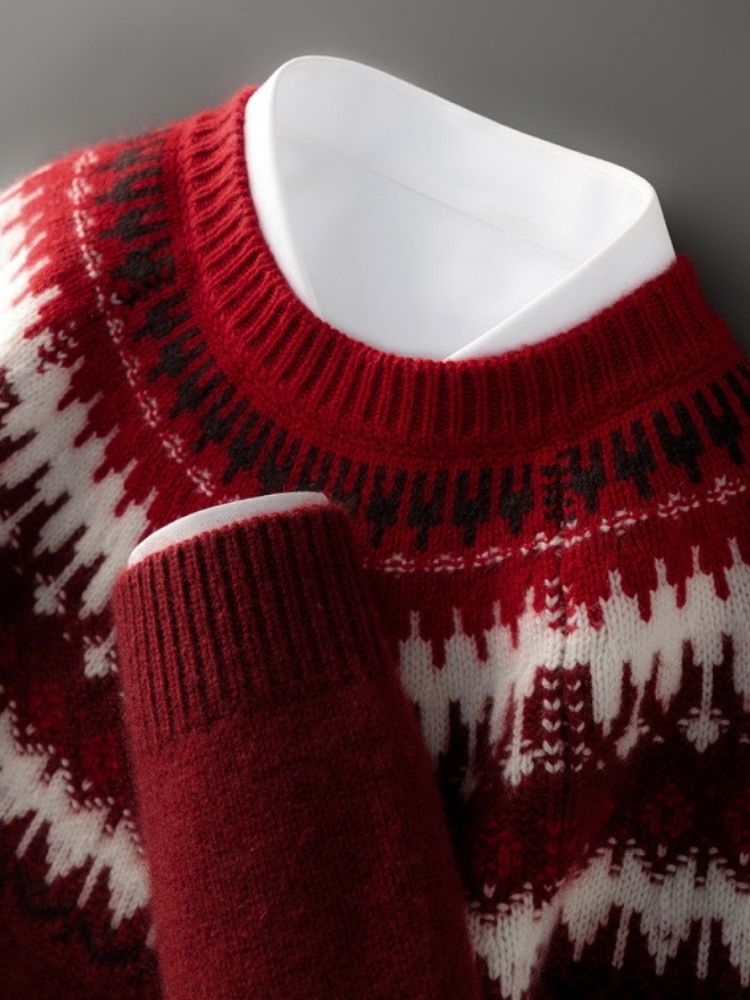 Ansel - Knitted Yoke Cashmere Sweater